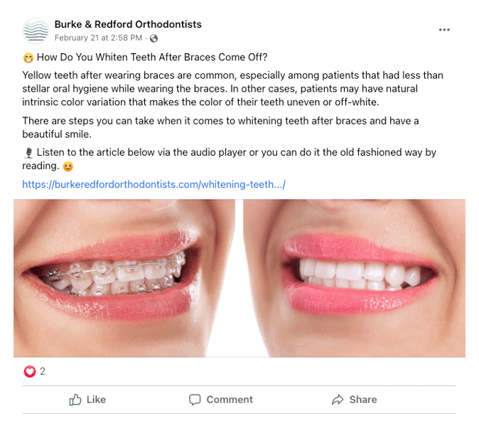 Medical Practice Social Media Marketing Example